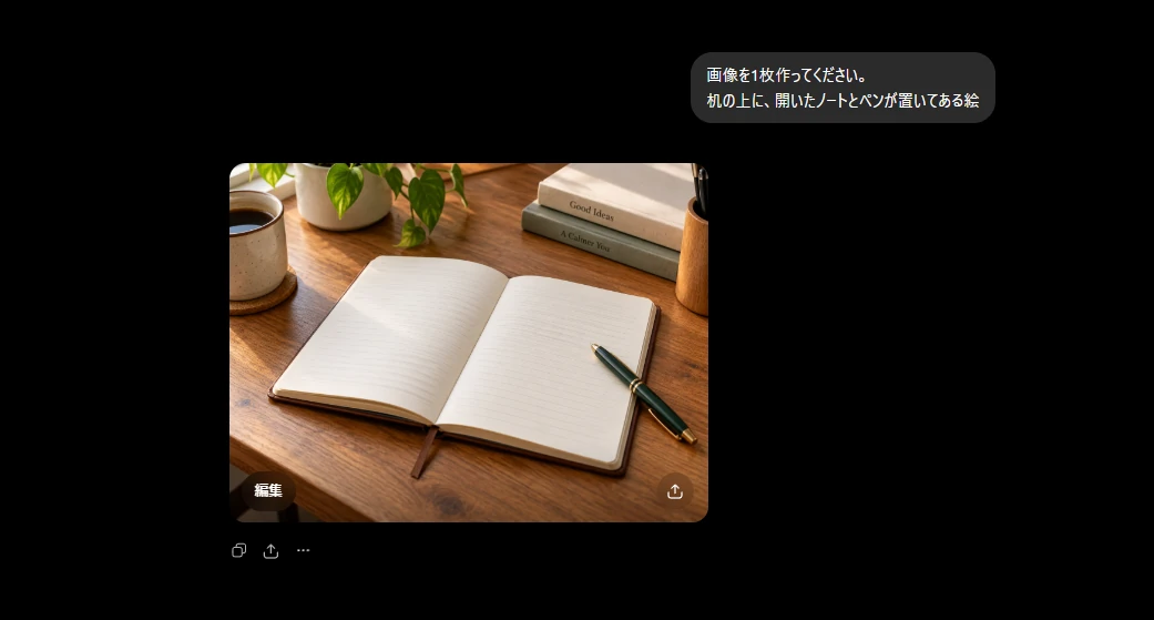 前のSTEPのプロンプトで出した1枚。左下の「編集」から開く