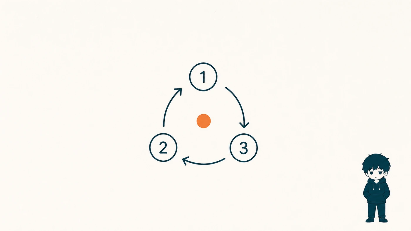 1つ言って、動かして、確かめる。この輪を小さく回すほど早く終わる